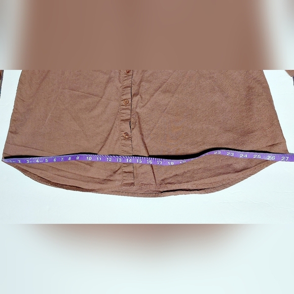 ⭐️5/$25 Brown Vtg Collections Etc Embroidered Fall Leaves Button Down 3/4 Sleeve - Picture 7 of 8